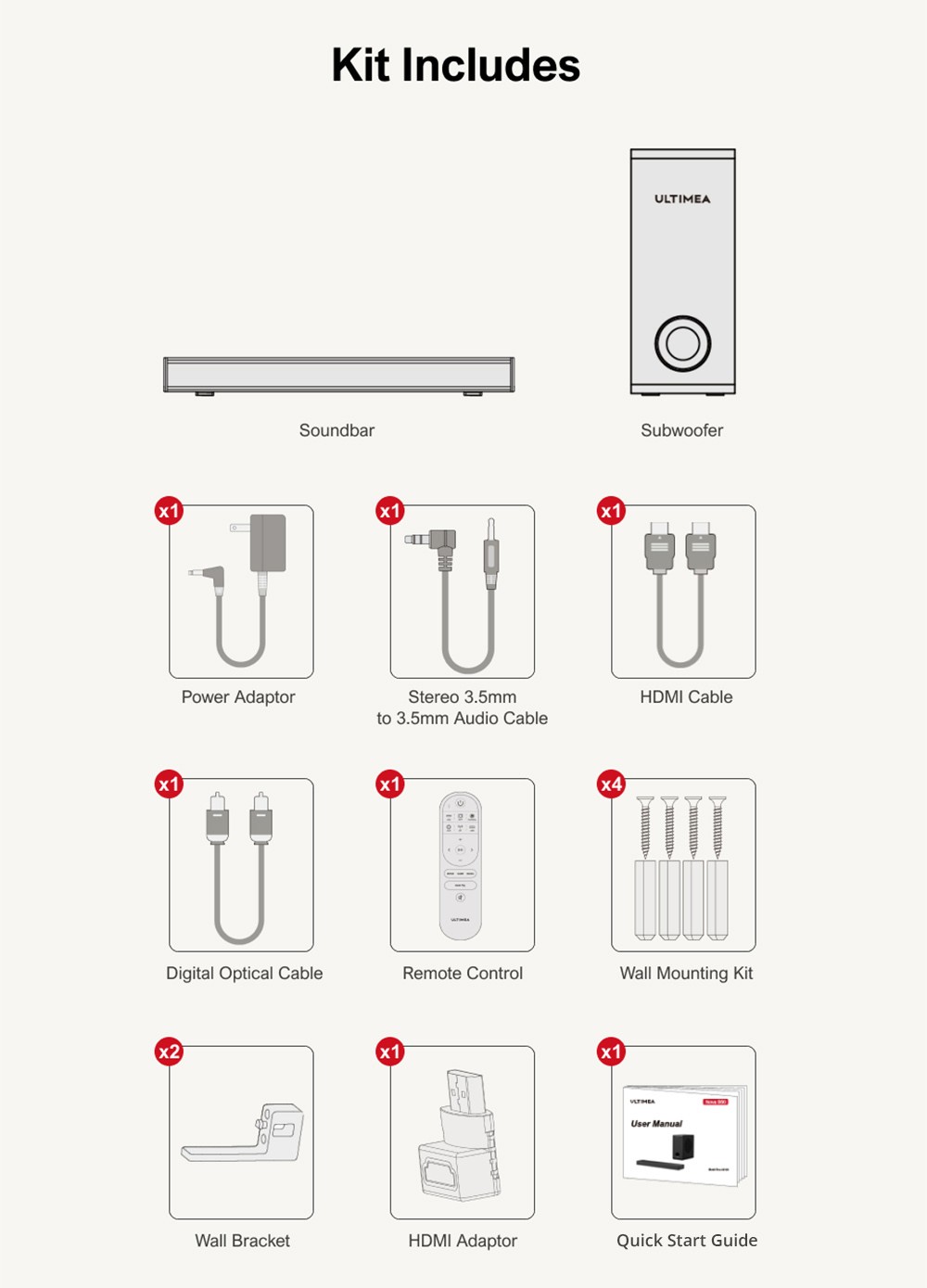 Ultimea Nova S50 Soundbar Subwoofer Kit Dolby Atmos Certification