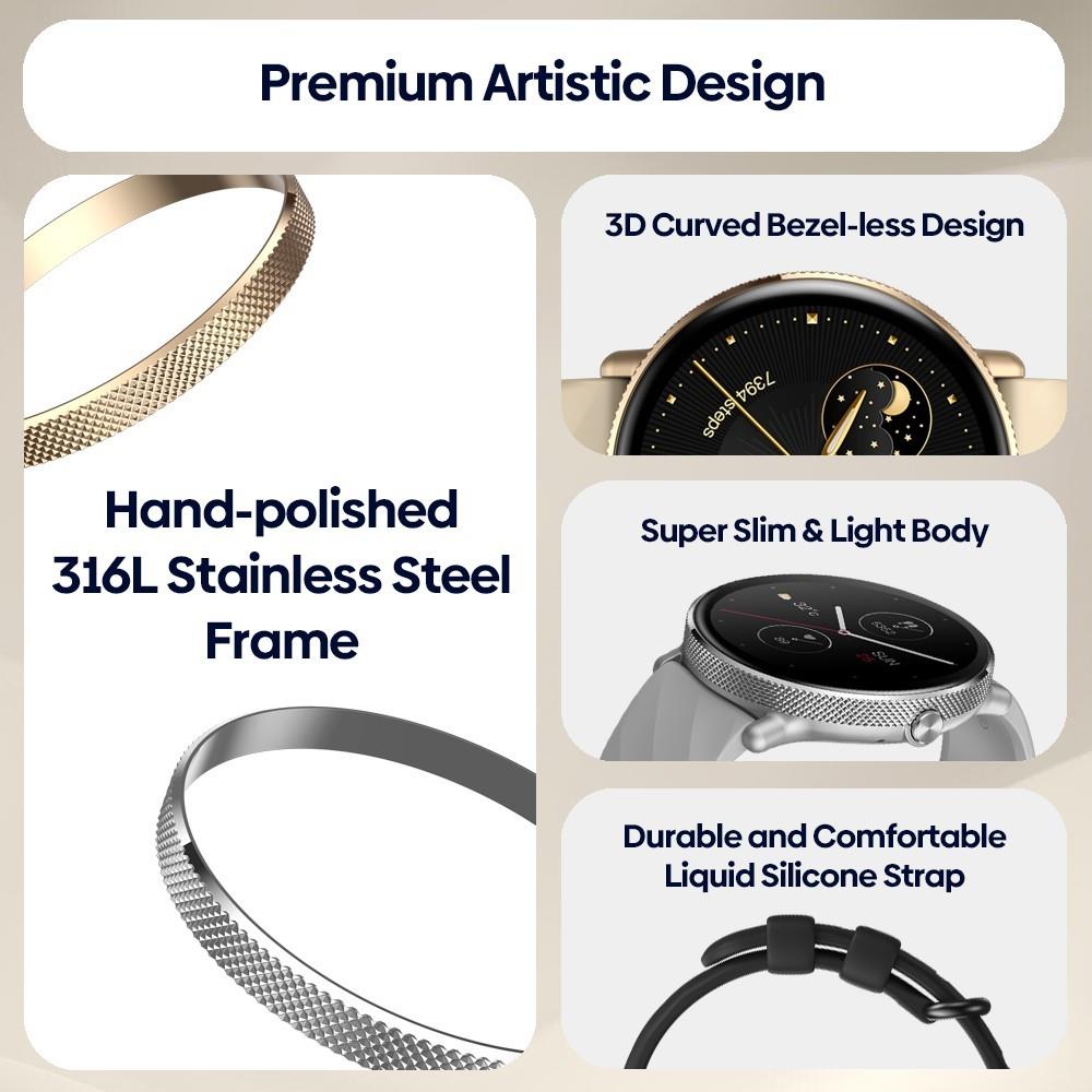 Zeblaze GTR 3 Pro Fitness Wellness Smartwatch 1.43'' Ultra HD AMOLED Display Voice Calling Health Monitoring, Golden