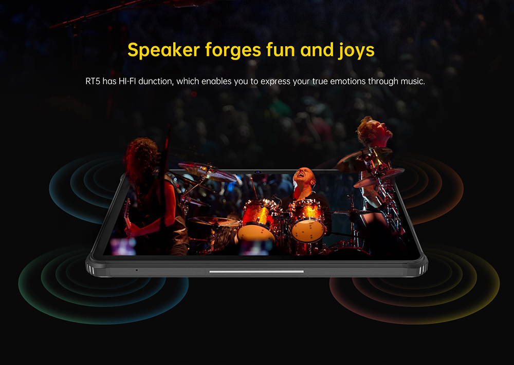 OUKITEL RT5 Rugged Android 13 Tablet, 10.1 Inch 1920x1200 FHD, MTK MT8788 Octa Core 2.0GHz, 14GB RAM 256GB ROM, 16MP Front&Rear Camera, Dual 4G SIM, GPS/GALILEO/GLONASS, Wi-Fi BT TF, 11000mAh Battery 33W Fast Charging, Water/Dust/Shock-proof - Black