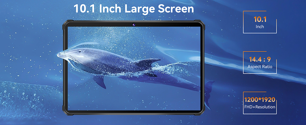 OUKITEL RT5 Rugged Android 13 Tablet, 10.1 Inch 1920x1200 FHD, MTK MT8788 Octa Core 2.0GHz, 14GB RAM 256GB ROM, 16MP Front&Rear Camera, Dual 4G SIM, GPS/GALILEO/GLONASS, Wi-Fi BT TF, 11000mAh Battery 33W Fast Charging, Water/Dust/Shock-proof - Black