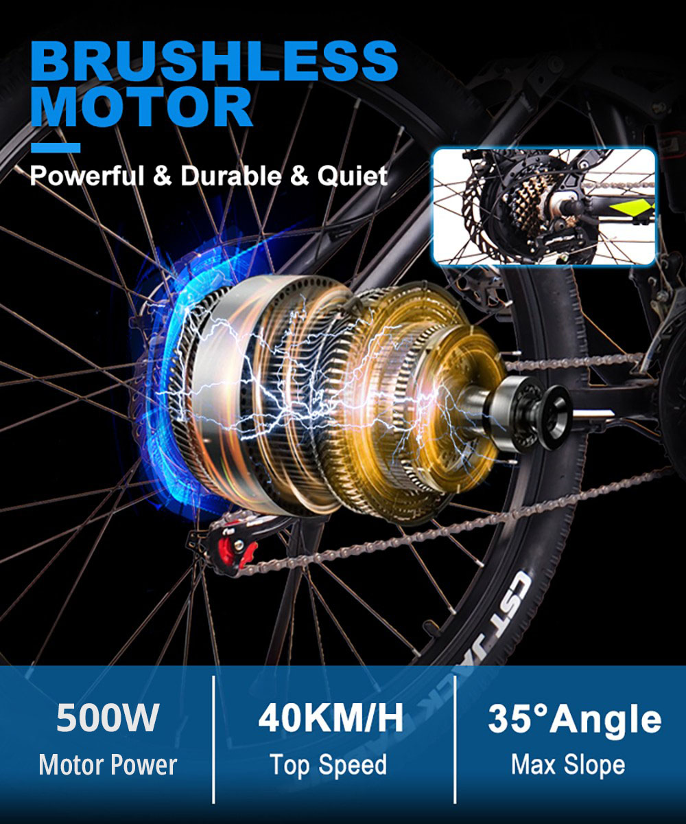 Heda TX3.0 Electric Bike 500W Rear Brushless Motor 48V 13Ah Battery Shimano 21 Speed Disc Brake - White Red