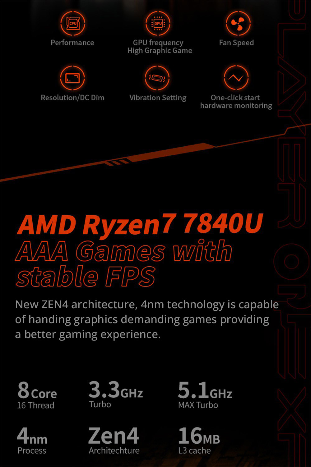 One Netbook OneXPlayer 2 Pro 5 in 1 Handheld Gaming PC 8.4'' 2K IPS Screen AMD Ryzen 7 7840U 32GB LPDDR5 1TB RAM M.2 Windows 11 US - Black