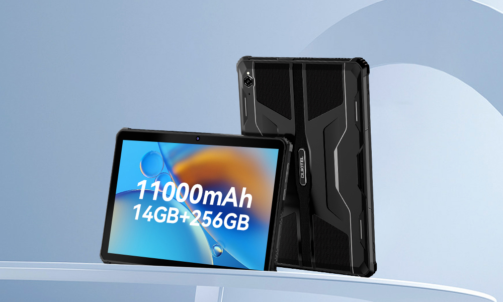 OUKITEL RT5 Rugged Android 13 Tablet, 10.1 Inch 1920x1200 FHD, MTK MT8788 Octa Core 2.0GHz, 14GB RAM 256GB ROM, 16MP Front&Rear Camera, Dual 4G SIM, GPS/GALILEO/GLONASS, Wi-Fi BT TF, 11000mAh Battery 33W Fast Charging, Water/Dust/Shock-proof - Black