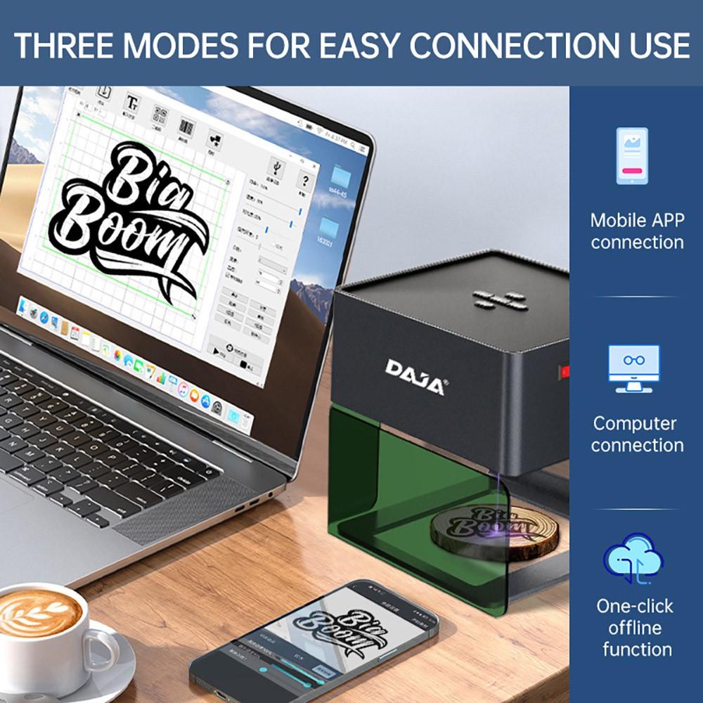 DAJA DJ6 3W Mini Laser Engraver with Heightened Columns Goggles, APP Control, 80mm*80mm - EU Plug