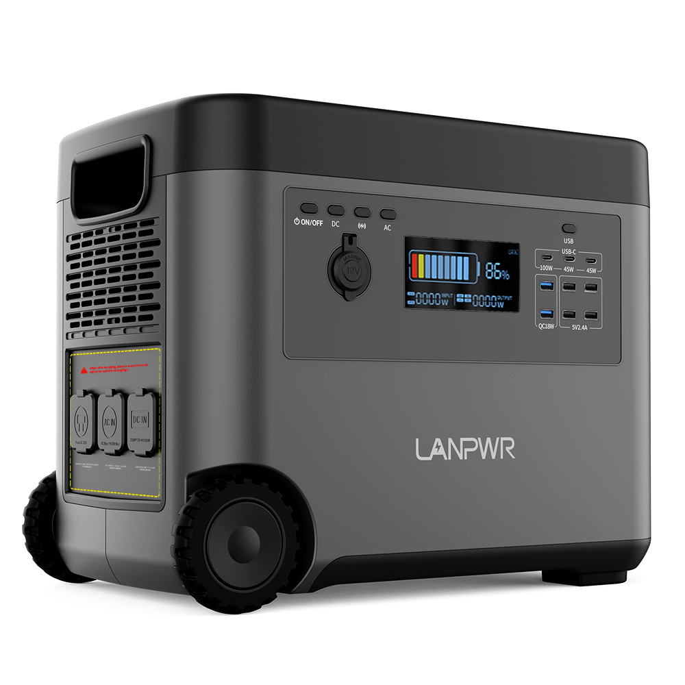 LANPWR Portable Power Station, 2160Wh LifePo4 Solar Generator