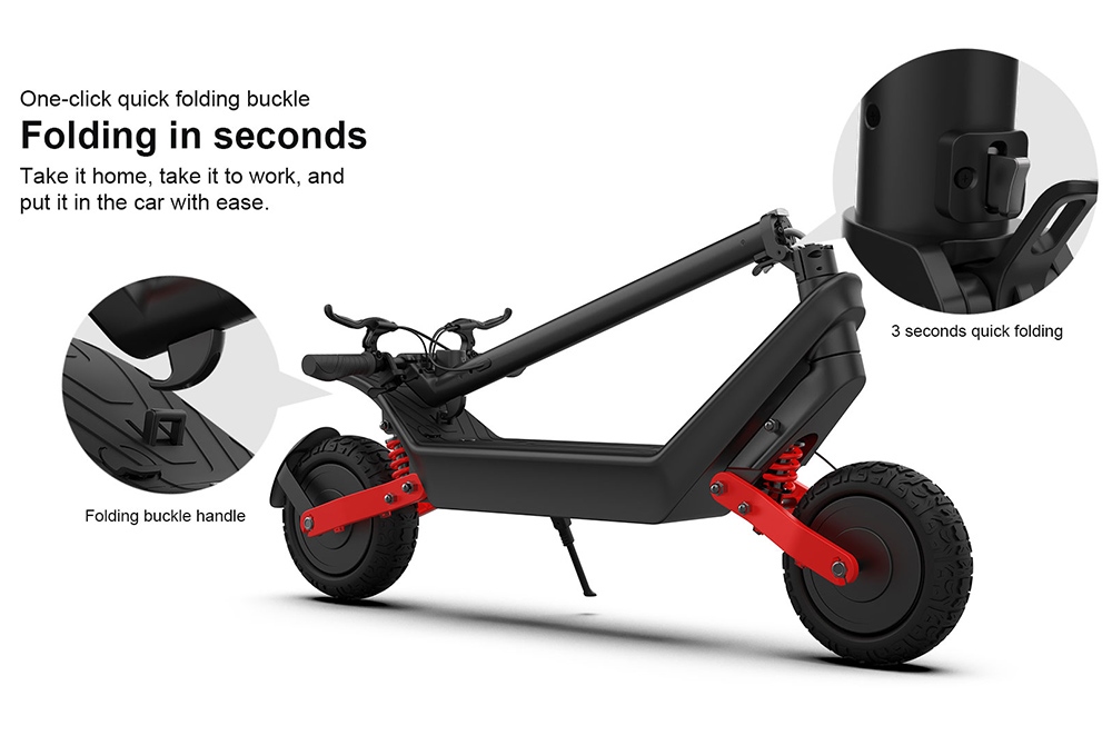 AOVO X10 Electric Scooter 11 inches Tires 48V 1200W Dual Motors 40km/h Max Speed 100km Range Detachable Battery - Black