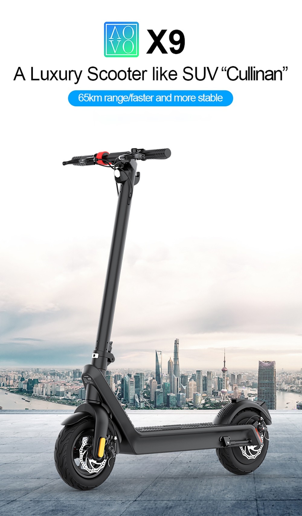 AOVO X9 Max Electric Scooter 10 inch 500W Motor 40km/h Max Speed