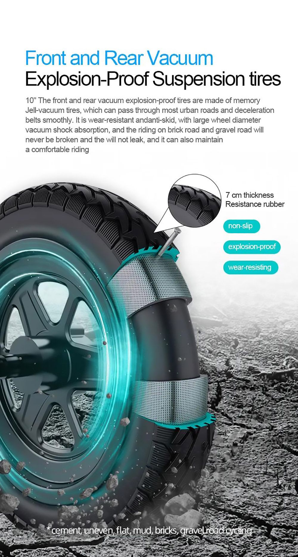 AOVO X9 Plus Electric Scooter 10 Inch Explosion-proof Tire 36V 15.6Ah Rated 500W Motor 40Km/h Max Speed 65km Range Dual Disc Brakes Removable Battery- Grey