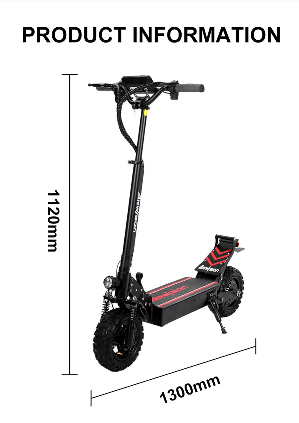 ARWIBON Q30 Electric Scooter 11 inch Off-road Tire 48V 2500W Motor 50-60km/h Max Speed 16Ah Battery 40-60km Range