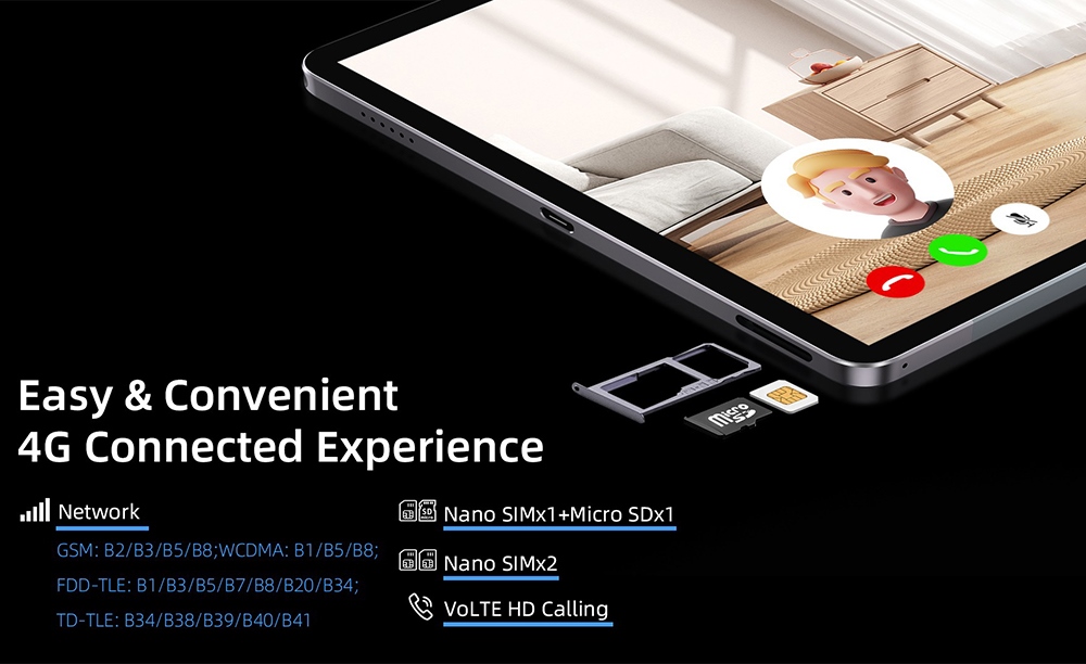 BMAX I10 Pro 10.1 inch Tablet UNISOC T606 Octa Core Android 13 Multi-language 4G LTE 4GB+4GB Expansion RAM 128GB SSD 1280x800 HD IPS Touch Screen 2.4G/5G WiFi Bluetooth 5.0 13MP Rear Camera - EU