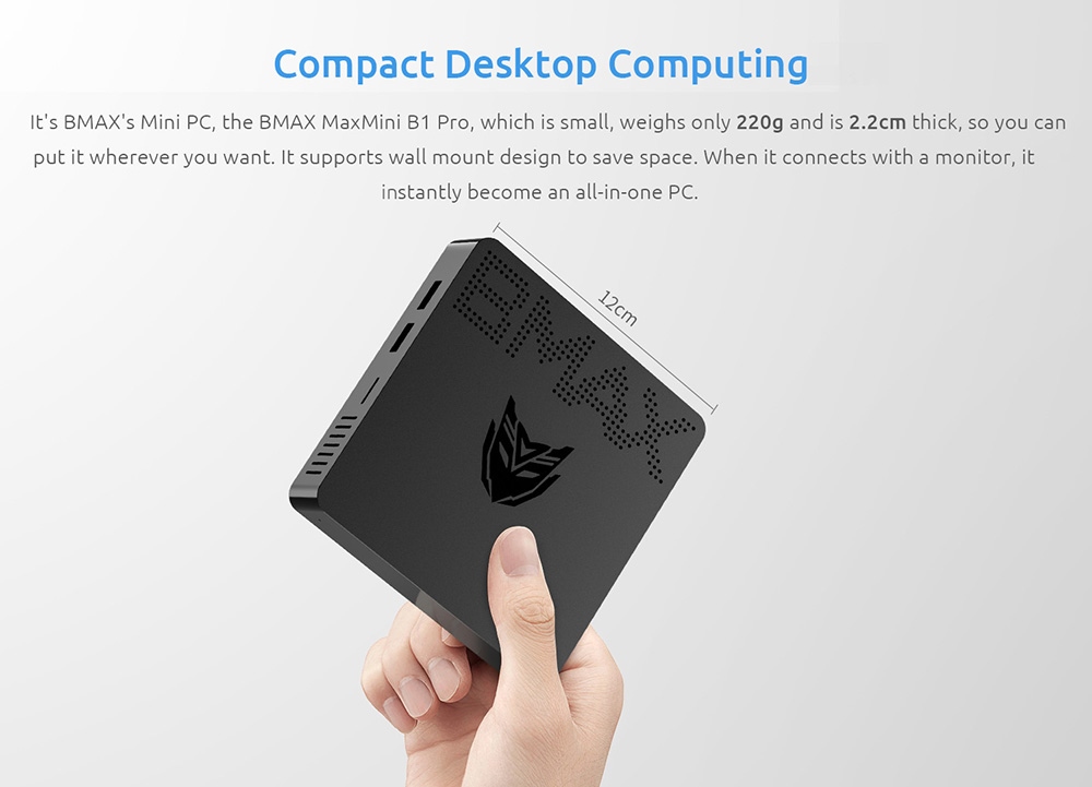 Bmax B1 Pro Mini PC, Intel Gemini Lake N4000 8GB DDR4 256GB SSD Up to 2.6 GHz 2.4G/5G Dual Band WiFi BT4.2 - EU