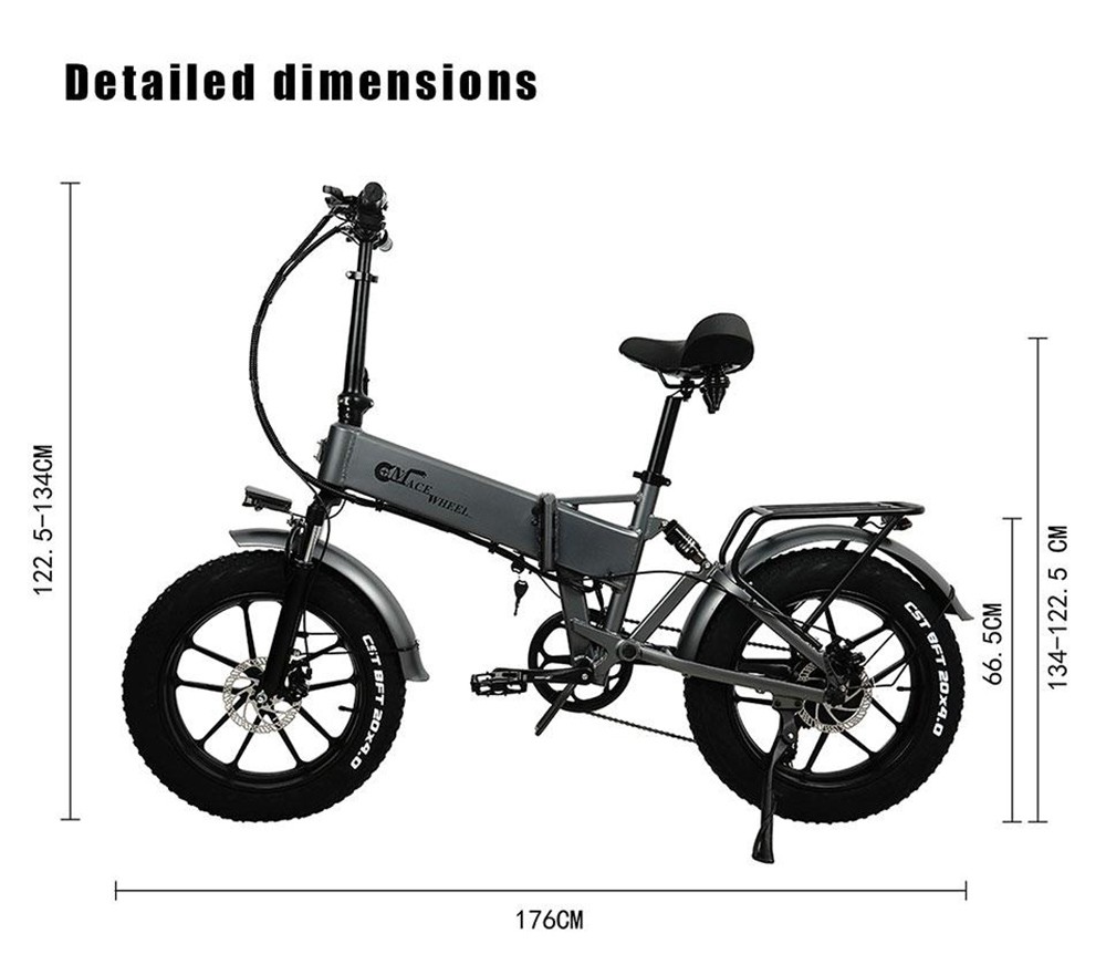 CMACEWHEEL RX20 Electric Folding Bike 20*4.0 palcová pneumatika 750W motor 40-45km/h maximálna rýchlosť 17Ah batéria hydraulická brzda