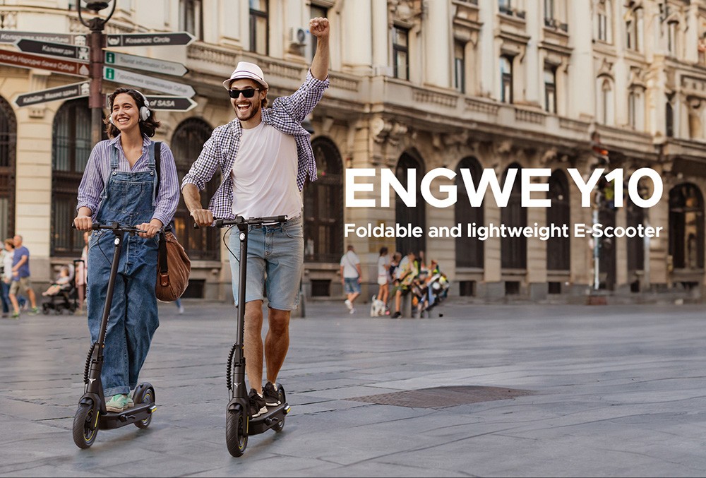 ENGWE Y10 Electric Scooter 10*3.0 palcov Pneumatiky 36V 350W Motor 25km/h Rýchlosť 13Ah Batéria 65km Dojazd