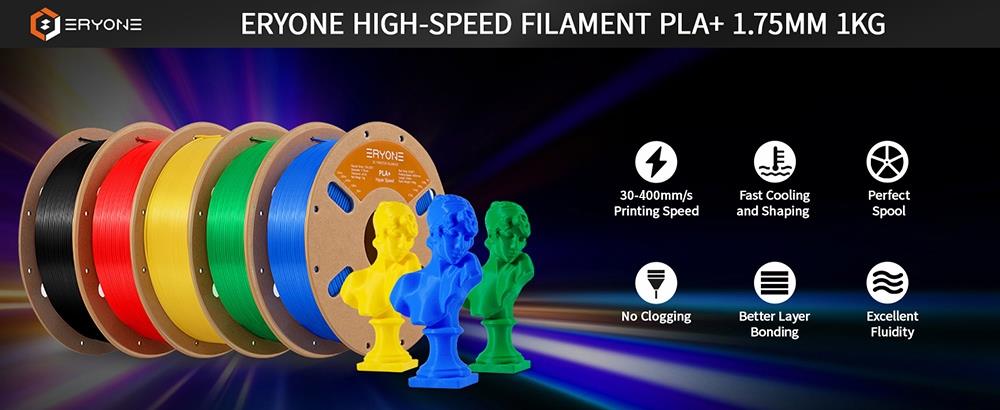 ERYONE 1.75 mm vysokorýchlostný filament PLA+ pre 3D tlač 1 kg zelený