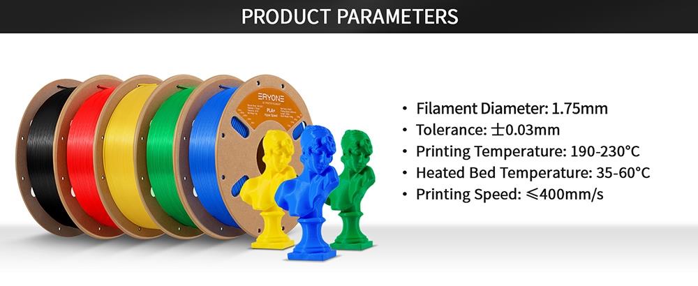 ERYONE 1.75mm High Speed PLA+ 3D Printing Filament 1KG Green