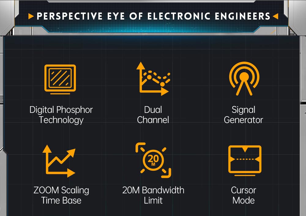 FNIRSI DPOX180H Digital Phosphor Oscilloscope 2 in 1 Dual-channel, 180MHz Bandwidth, DDS Signal Generator, US Plug - Blue