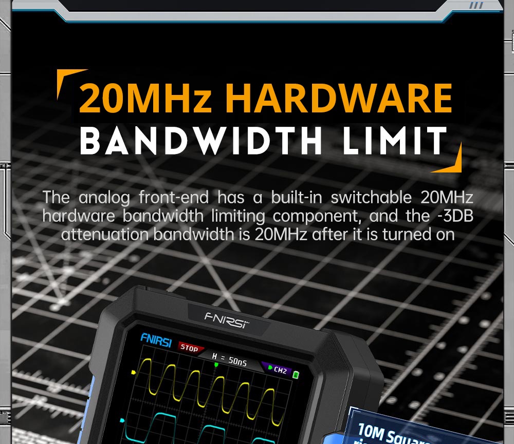 FNIRSI DPOX180H Digital Phosphor Oscilloscope 2 in 1 Dual-channel, 180MHz Bandwidth, DDS Signal Generator, US Plug - Blue