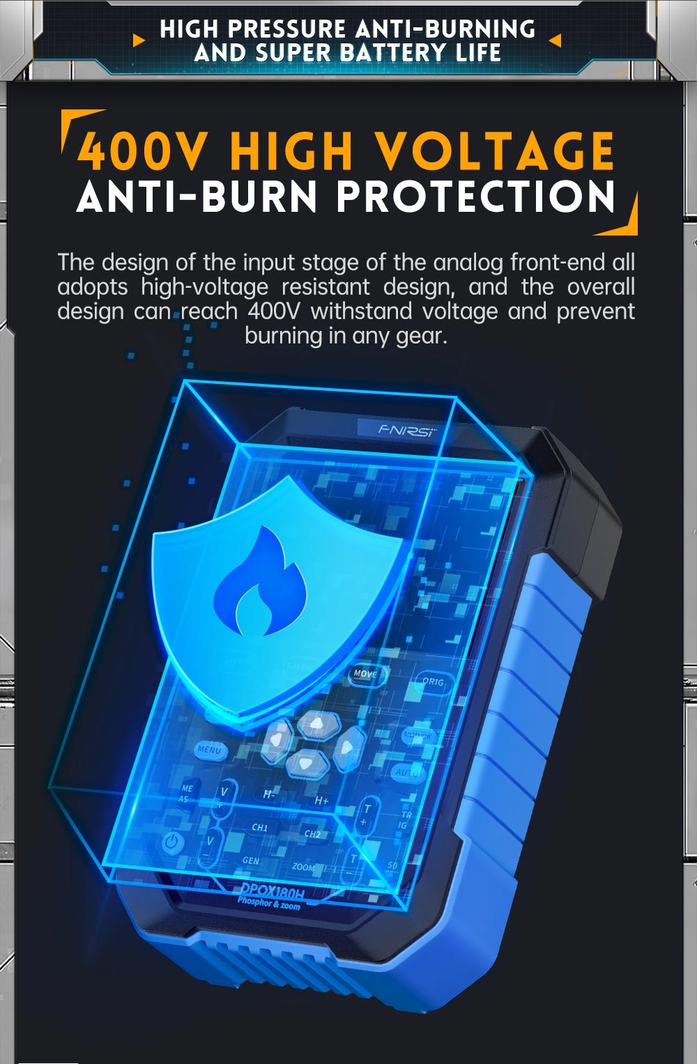 FNIRSI DPOX180H Digital Phosphor Oscilloscope 2 in 1 Dual-channel, 180MHz Bandwidth, DDS Signal Generator, US Plug - Blue