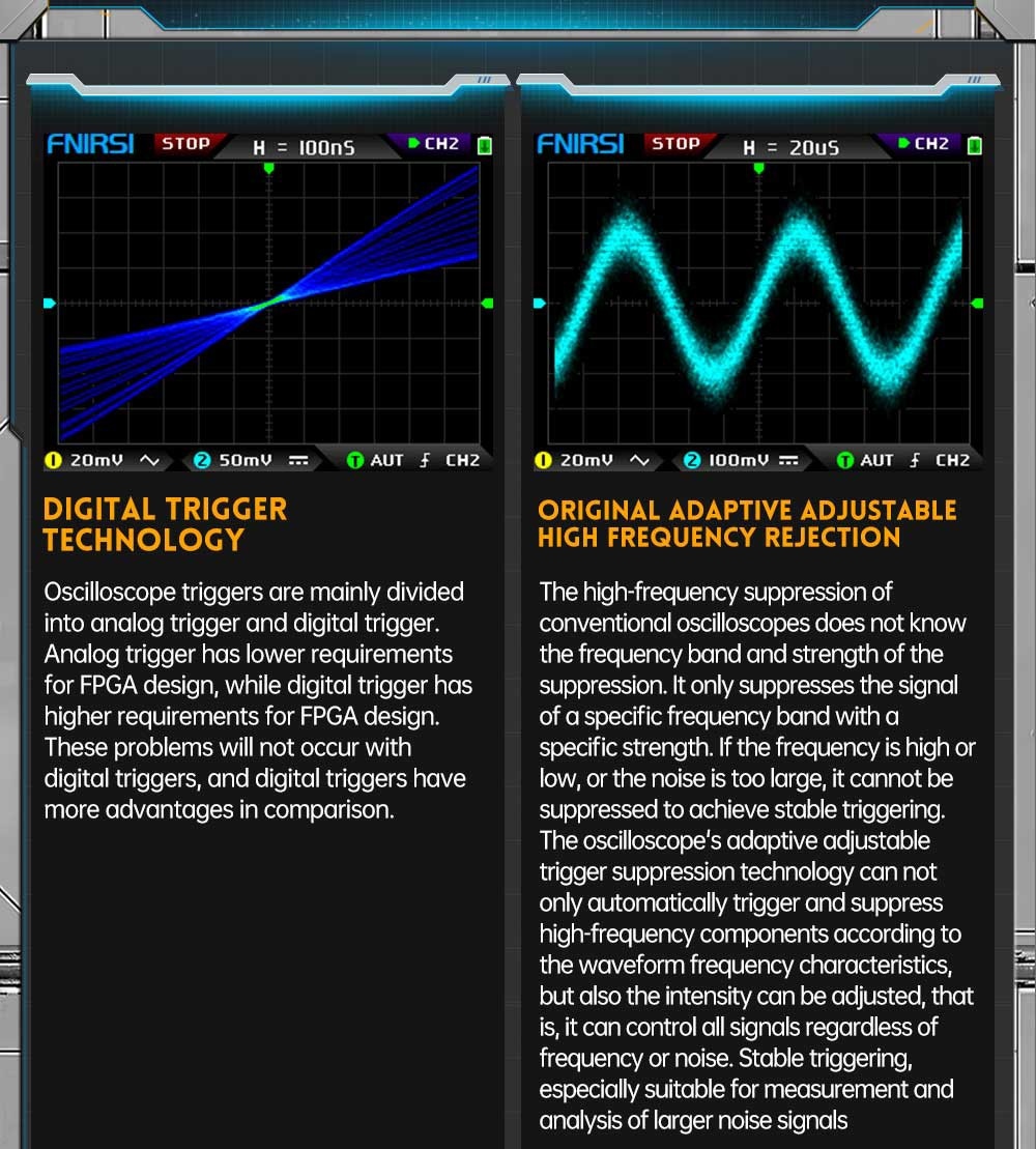 FNIRSI DPOX180H Digital Phosphor Oscilloscope 2 in 1 Dual-channel, 180MHz Bandwidth, DDS Signal Generator, US Plug - Blue