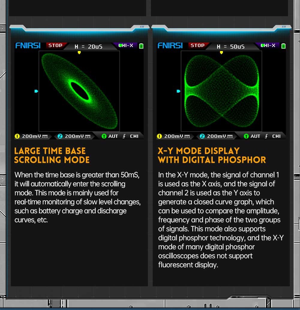 FNIRSI DPOX180H Digital Phosphor Oscilloscope 2 in 1 Dual-channel, 180MHz Bandwidth, DDS Signal Generator, US Plug - Blue