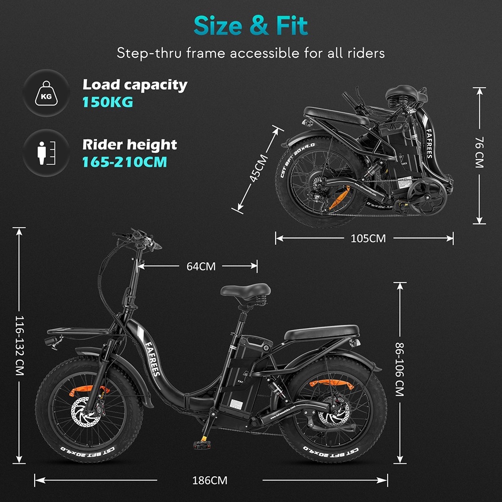 Fafrees F20 X-Max Electric Bike 20*4.0 inch Fat Tire 750W Brushless Motor 48V 30AH Battery 25km/h Default Max Speed 200km Max Range Shimano 7 Speed Gear Shift System Hydraulic Disc Brakes - White