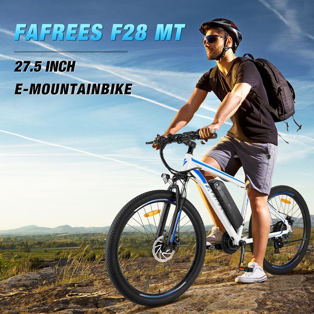 Fafrees F28 MT Mountain Electric Bike 27.5*2.25 inch Tire 250W Motor 36V 14.5Ah Batéria 25km/h Predvolená maximálna rýchlosť 110km Maximálny dojazd SHIMANO 21-stupňová prevodovka Mechanické kotúčové brzdy - čierne