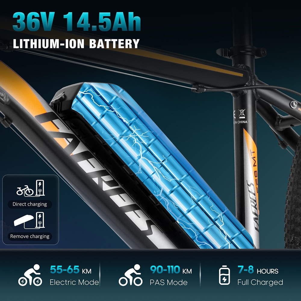 Fafrees F28 MT Mountain Electric Bike 27.5*2.25 inch Tire 250W Motor 36V 14.5Ah Batéria 25km/h Predvolená maximálna rýchlosť 110km Maximálny dojazd SHIMANO 21-stupňová prevodovka Mechanické kotúčové brzdy - čierne