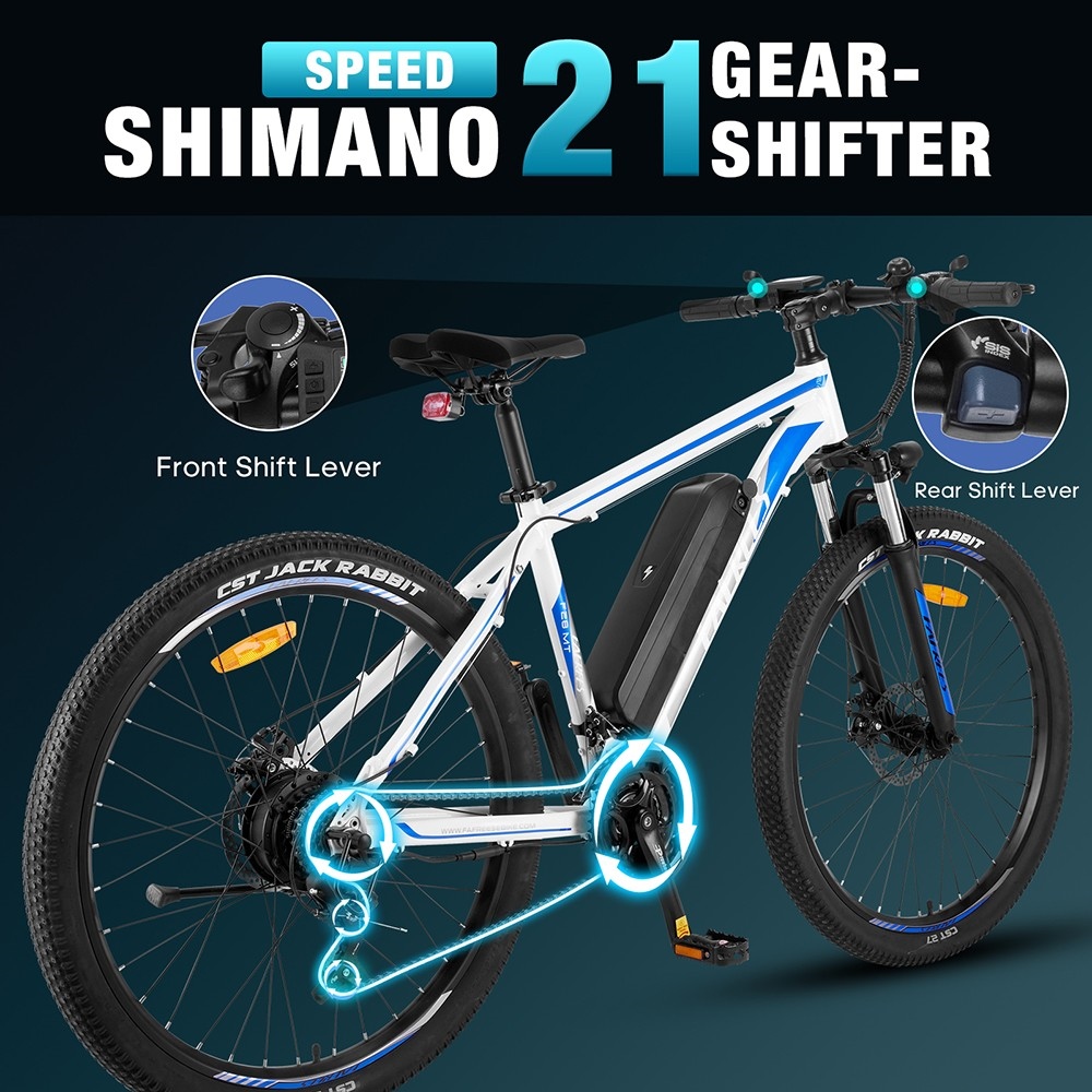 Fafrees F28 MT Mountain Electric Bike 27.5*2.25 inch Tire 250W Motor 36V 14.5Ah Batéria 25km/h Predvolená maximálna rýchlosť 110km Maximálny dojazd SHIMANO 21-stupňová prevodovka Mechanické kotúčové brzdy - čierne