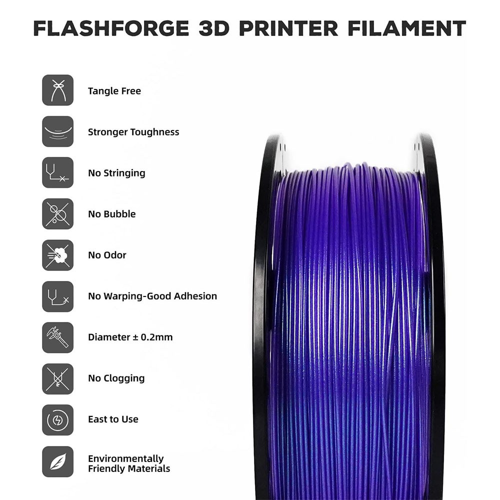 Flashforge 1.75 mm PLA viacfarebný 3D tlačový filament 1 kg Nebula Purple