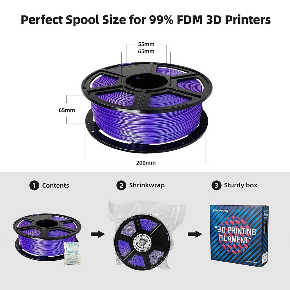 Flashforge 1,75mm PLA Multicolor 3D Printing Filament 1kg Nebula Purple