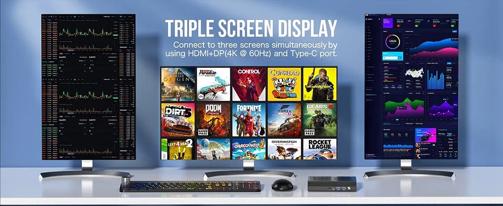 GMKtec M4 Intel Core i9-11900H Mini PC, 32GB DDR4 1TB SSD, Window 11 Pro, WiFi 6, BT5.2, USB3.2, Triple HD 4K - EU Plug