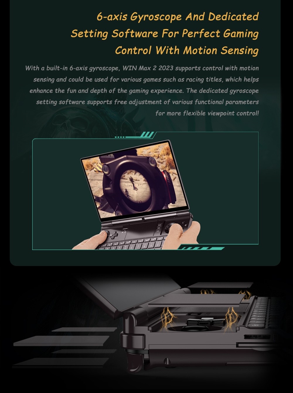 GPD WIN Max 2 Handheld Game Console Gaming Laptop AMD7640U, 10.1 Inches Windows 11 Home 16G+1T - EU Plug