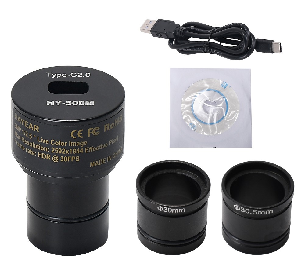 HAYEAR HY-500M 5MP Microscope Camera Digital Electronic Eyepiece, USB 2.0 Interface, CMOS Image Sensor
