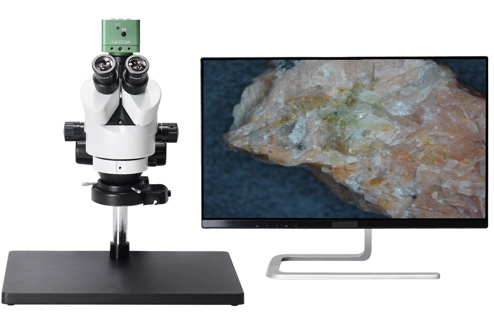 HAYEAR HY-6210-SM7045 7- 45X Simul-Focal Big Boom Stand Trinocular Stereo Zoom Microscope, 41MP 4K HDMI Camera, 144&nbsp;LED Ring Light