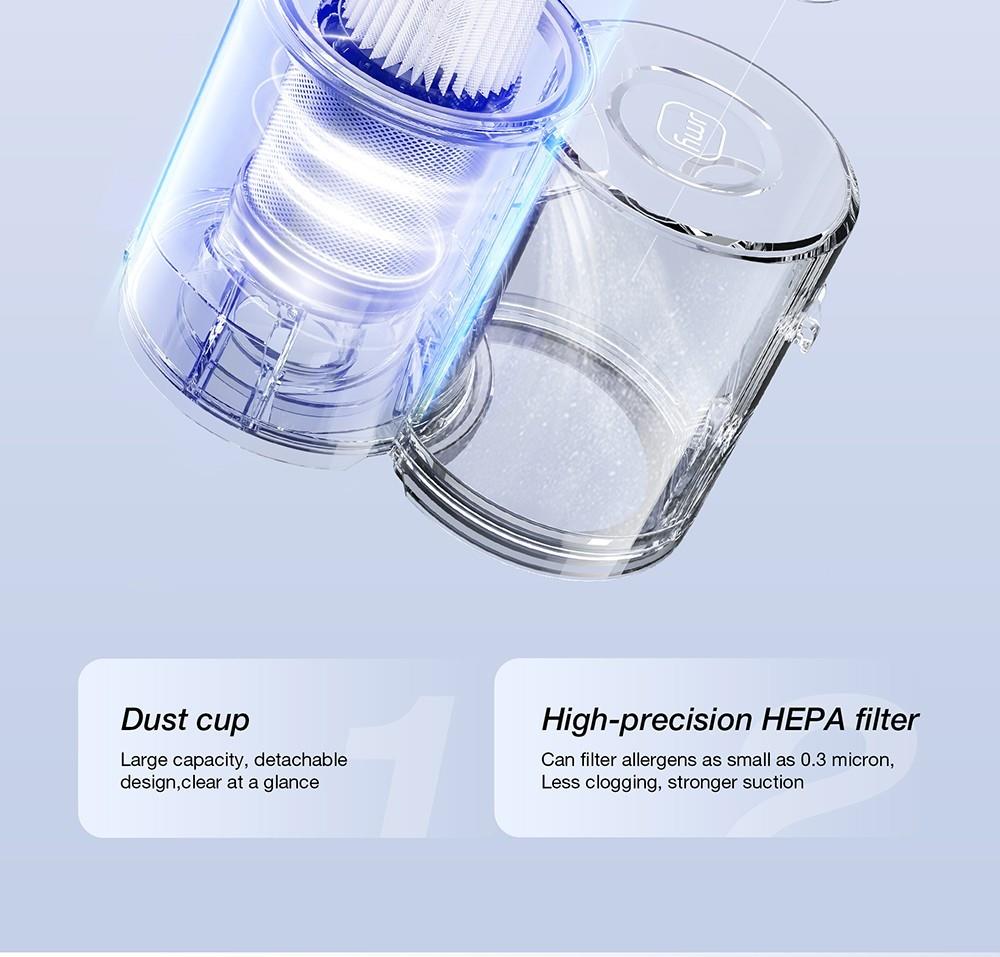 JIMMY BD7 Pro Cordless Double Cup Anti-Mite Vacuum Cleaner, 245mm Suction Inlet, 0.5L Dust Cup, Smart Dust Sensor, UV Sterilization Function, Ultrasound, LED Display, 30Mins Runtime