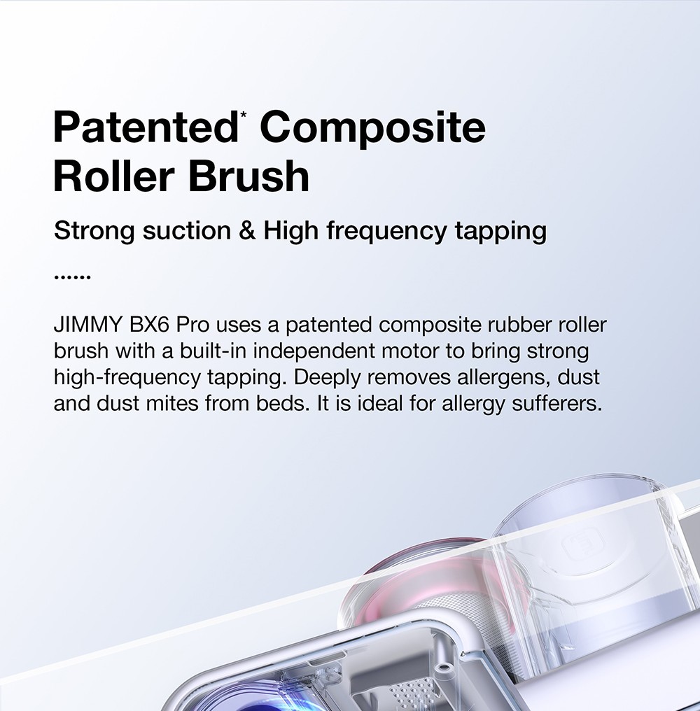 Vysávač JIMMY BX6 Pro Double Cup Anti-Mite, 245mm sacia trubica, 0.5L nádoba na prach, inteligentný senzor prachu, funkcia UV sterilizácie, ultrazvuk, LED displej