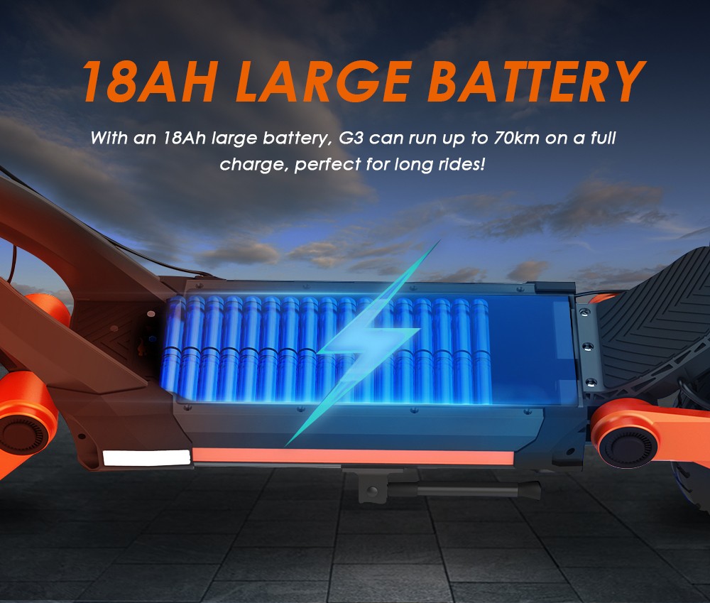 KUGOO KIRIN G3 Adventurers Dream Electric Scooter 1200W Rear Motor 52V 18Ah Lithium Battery Touchable Display Control