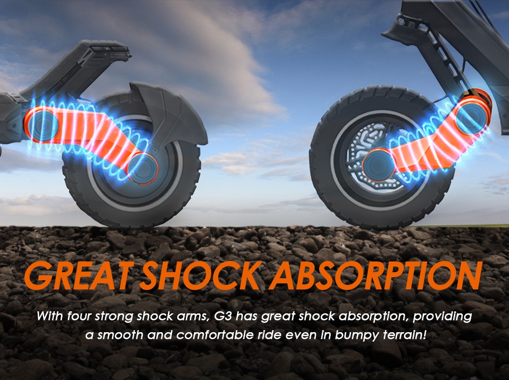 KUGOO KIRIN G3 Adventurers Dream Electric Scooter 1200W Rear Motor 52V 18Ah Lithium Battery Touchable Display Control