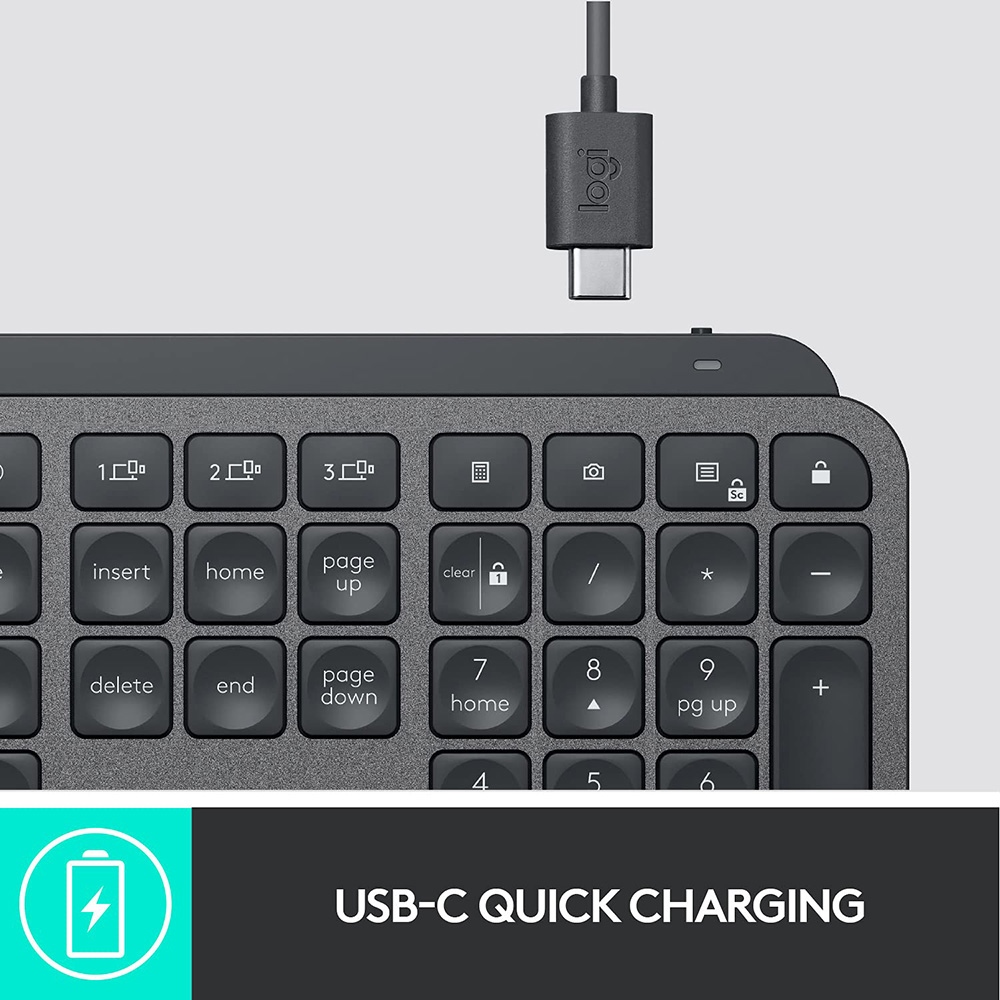 Logitech MX Keys Wireless Keyboard Bluetooth USB-C Charging