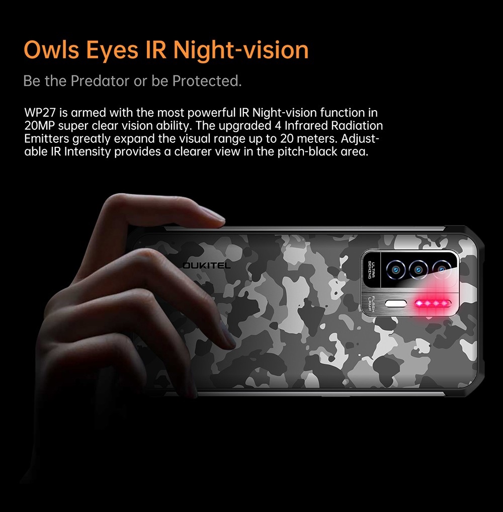 OUKITEl WP27 Rugged Smartphone, 12GB+256GB, 16MP Front Camera+64MP Rear Camera, 8500mAh Battery, 6.8 inch Screen, Android 13.0, Fingerprint Unlock - Black Blue