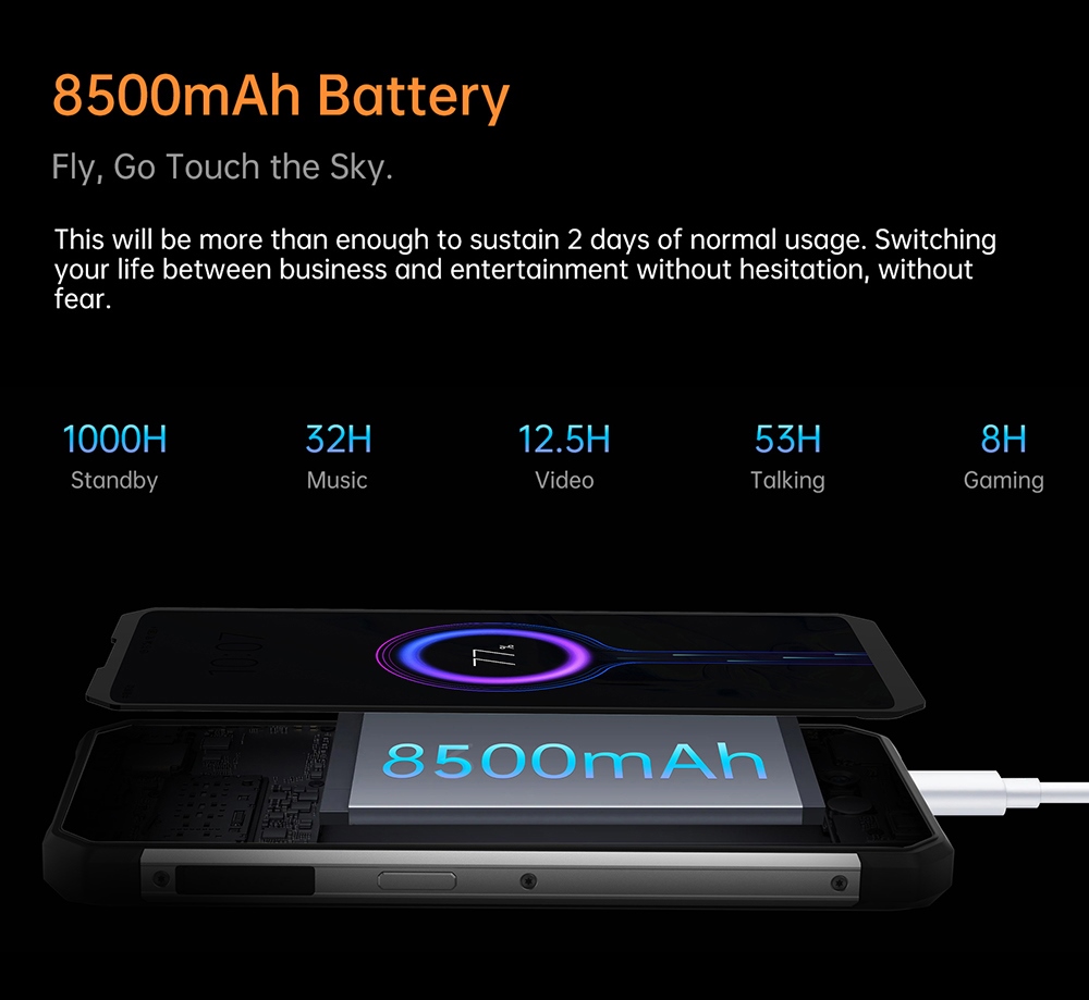 OUKITEl WP27 Rugged Smartphone, 12GB+256GB, 16MP Front Camera+64MP Rear Camera, 8500mAh Battery, 6.8 inch Screen, Android 13.0, Fingerprint Unlock - Black Blue