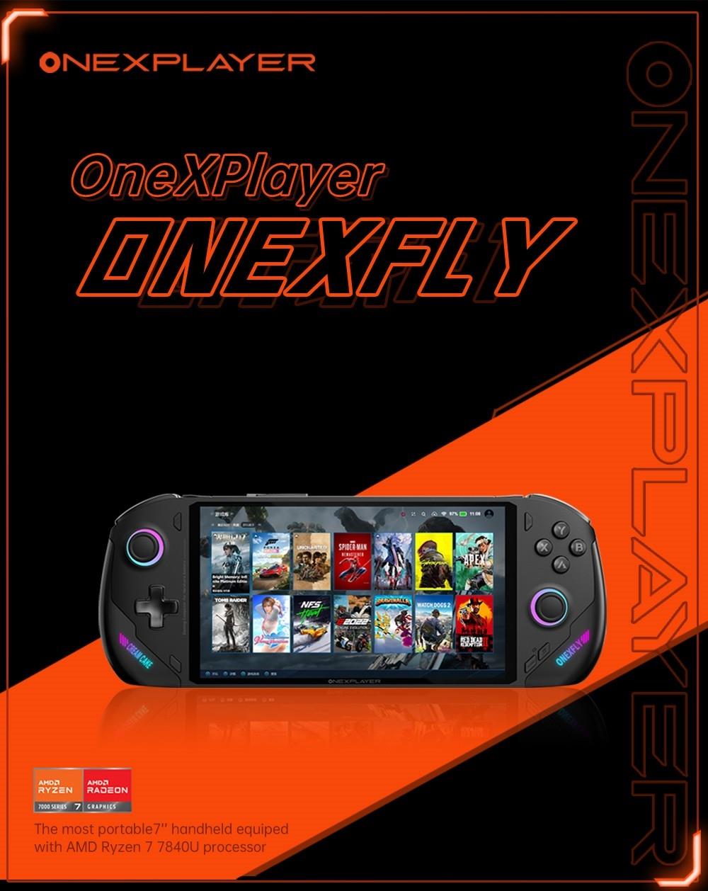 One Netbook ONEXFLY Handheld Game Console AMD Ryzen 7 7840U 32GB DDR5X RAM 2TB SSD 7-inch Windows 11 WiFi 6E Bluetooth 5.2 - Black, US