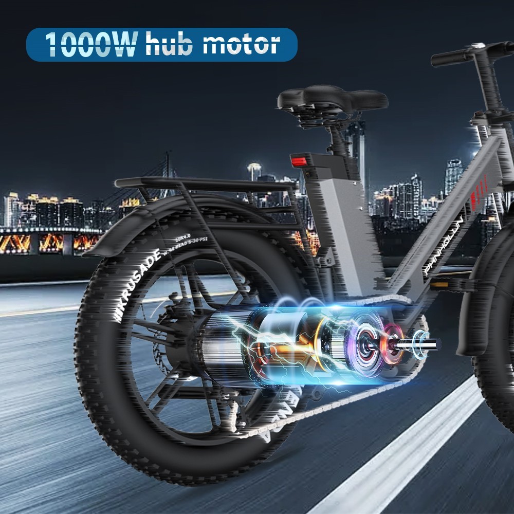 PHNHOLUN C6 Pro Electric Bike 20*4.0 Fat Tires 1000W Motor 60km/h Max. rýchlosť 48V 17Ah Odnímateľná batéria 80km dojazd