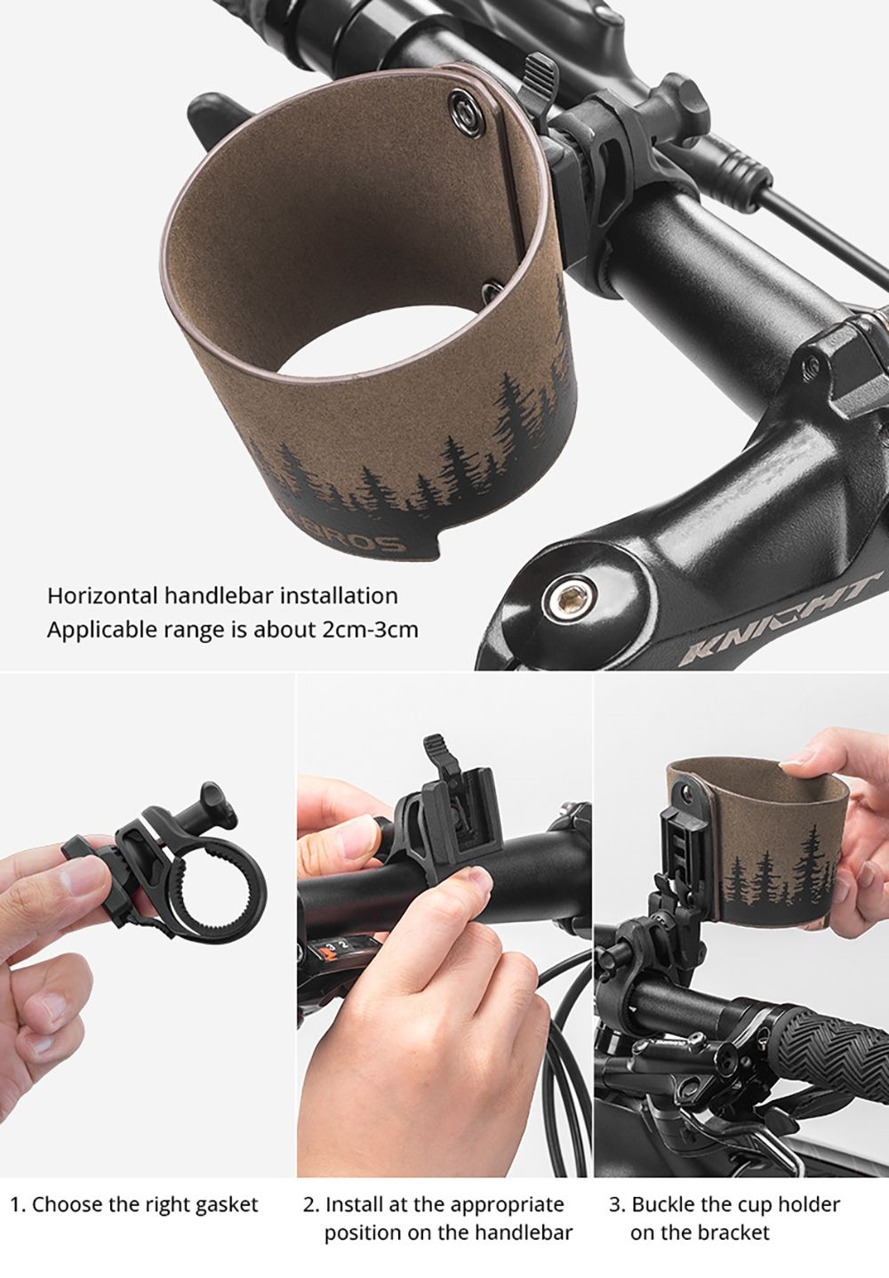 ROCKBROS Bike Handlebar Cup Holder Water Bottle Drink Cup Holder - Forest Pattern
