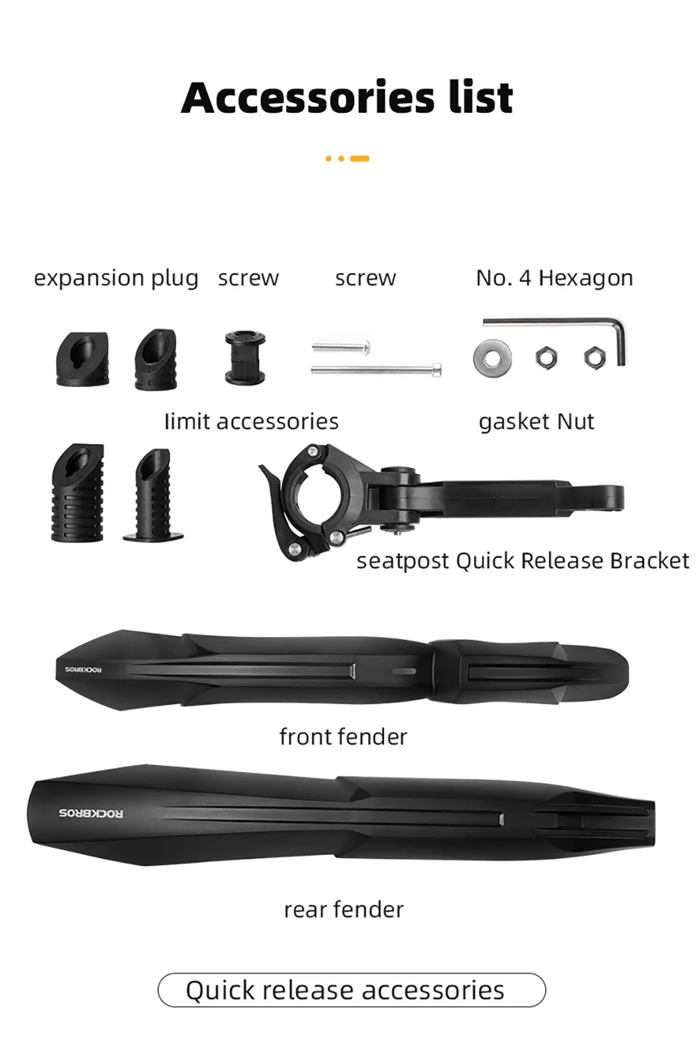 ROCKBROS Bike Fender Bike Mudguard Front and Rear Fender Cycling Mud Guard