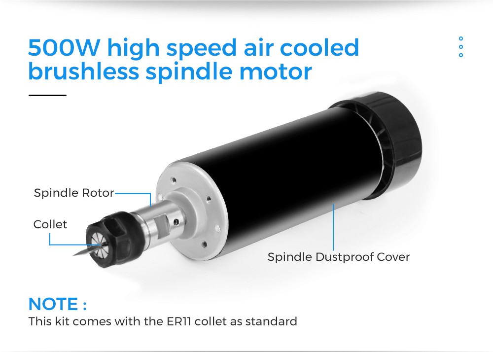 Sada vzduchom chladených vretenových motorov TWO TREES 500W pre CNC gravírovací stroj, 48VDC, 0.Krútiaci moment 6 Nm - zástrčka EÚ