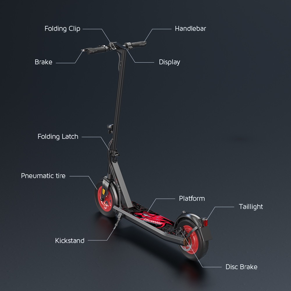 iScooter i9S Electric Scooter 10 inch Pneumatic Tire 500W Motor 30km/h Max Speed 10Ah Battery 30km Range