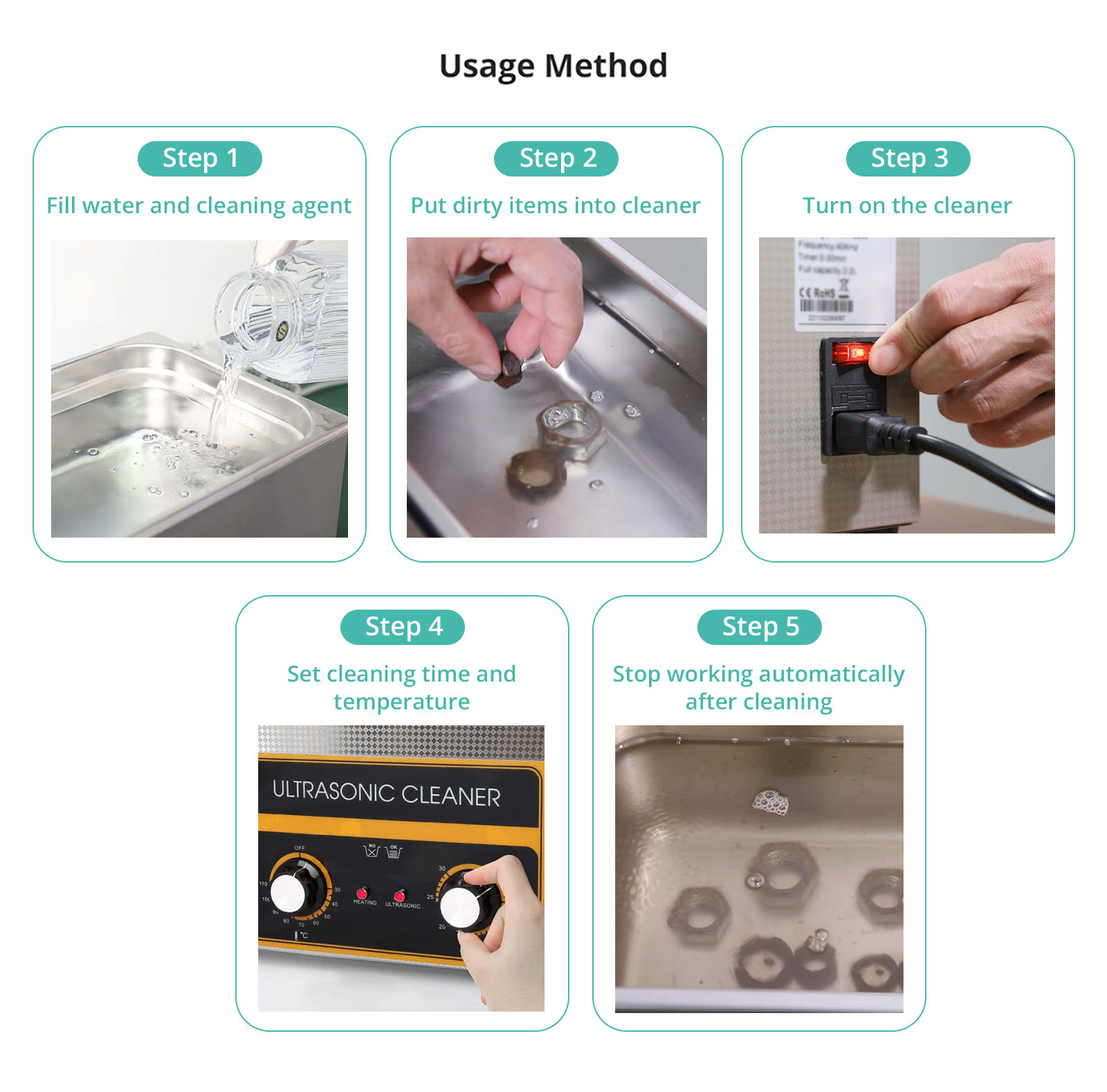 Geekbes 22L Ultraschallreiniger mit mechanischem Drehknopf, 480 W Ultraschallleistung, 500 W Heizleistung, einstellbare Zeit/Temperatur, automatische Thermostatfunktion