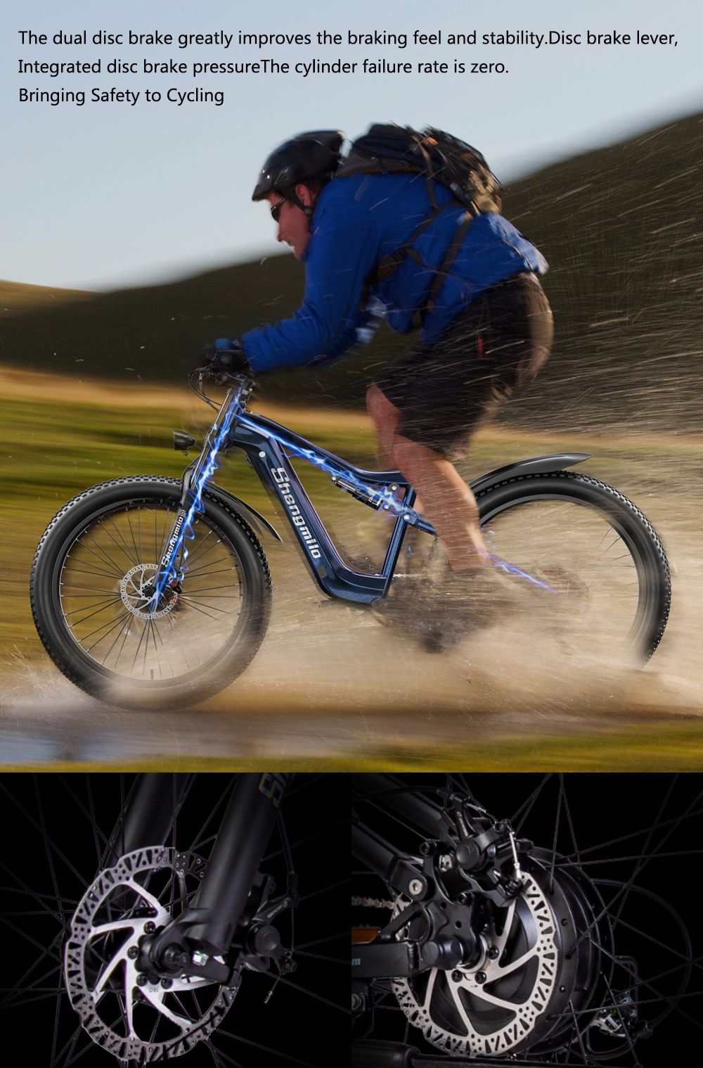 2023 New Shengmilo MX03 Electric Mountain Bike 26*3.0 inch Fat Tire 500W Bafang Motor 40km/h Max Speed 48V 15Ah Battery 180kg Load SHIMANO 7-Speed Gear Dual Hydraulic Disc Brake