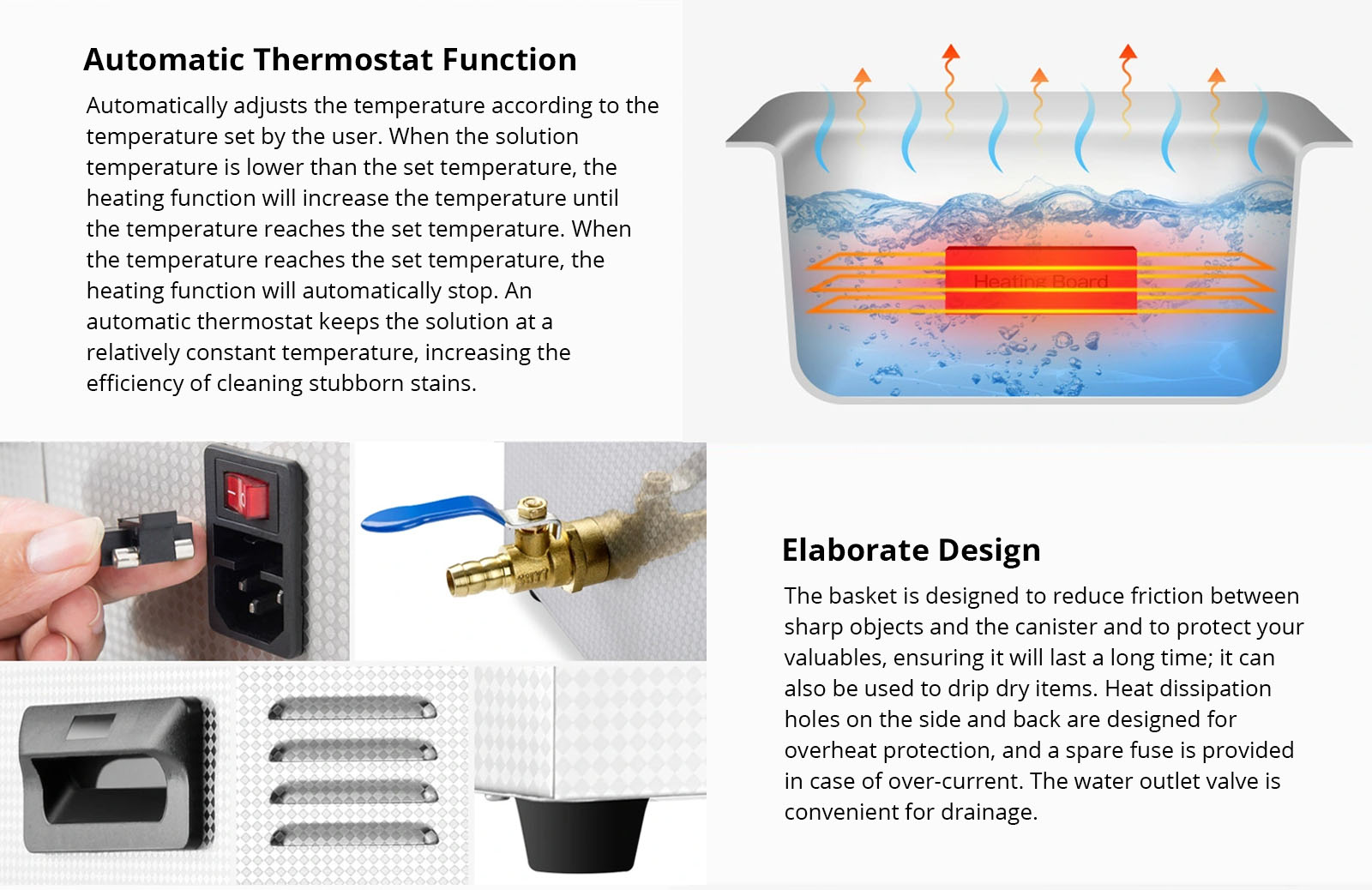 Geekbes 22L Ultraschallreiniger mit mechanischem Drehknopf, 480 W Ultraschallleistung, 500 W Heizleistung, einstellbare Zeit/Temperatur, automatische Thermostatfunktion